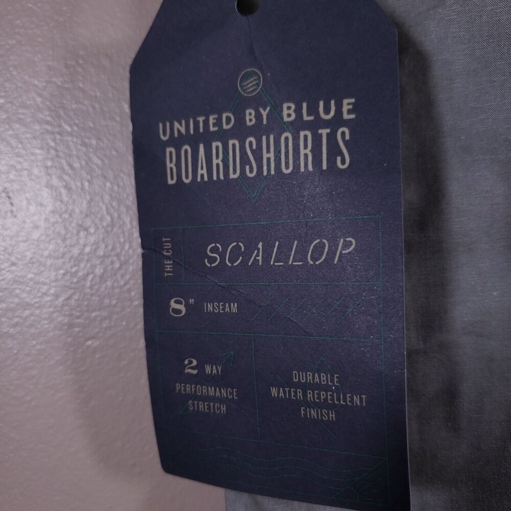 United By Blue Boardshorts Mens 36" Kingfisher Scallop Gray Organic Cotton Blend - Picture 7 of 11